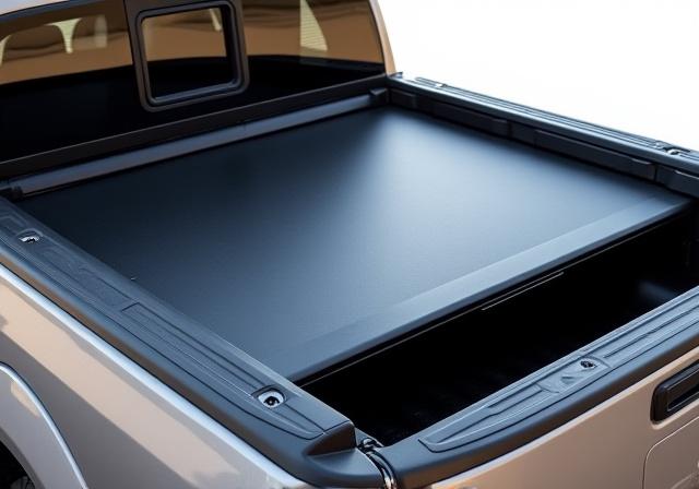 Hard folding tonneau cover on a truck bed